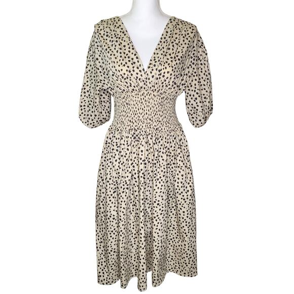 AYR The Extra Extra Soft Spot Animal Leopard Print Smocked Midi Dress - Picture 3 of 9